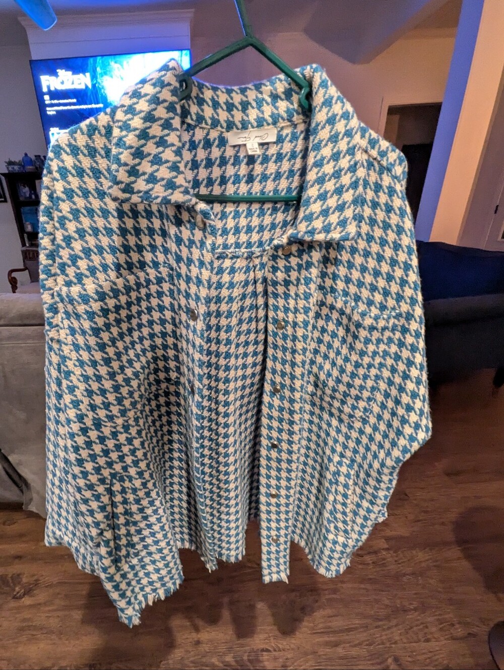 Blue and White Houndstooth Jean Jacket